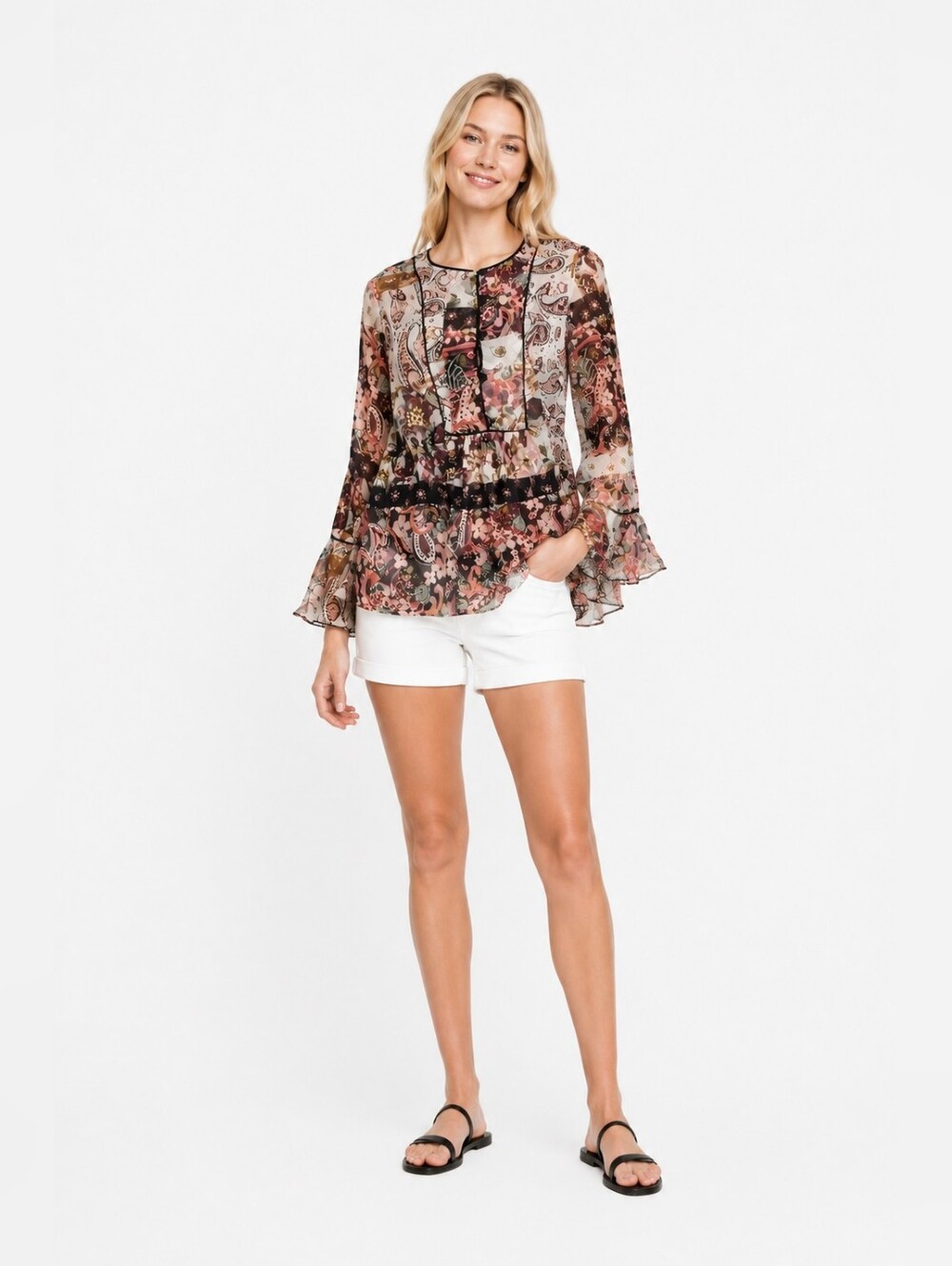 NWT Zara Size S Floral Flowy Ruffled Blouse